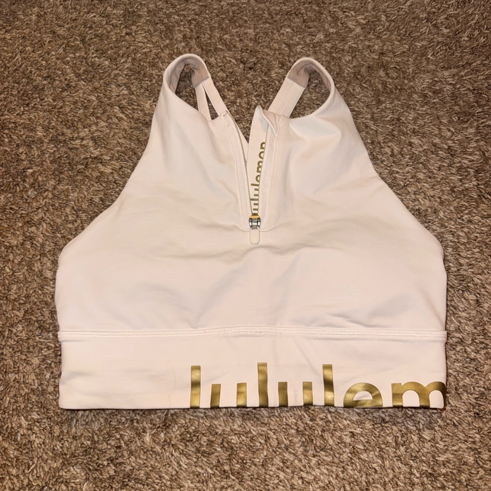 lululemon athletica White Sports Bra with Gold Accents